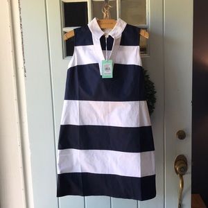 Sail to Sable Navy and White Striped Dress